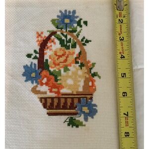 Cross Stitch multi-colored flowers stitched & ready to frame